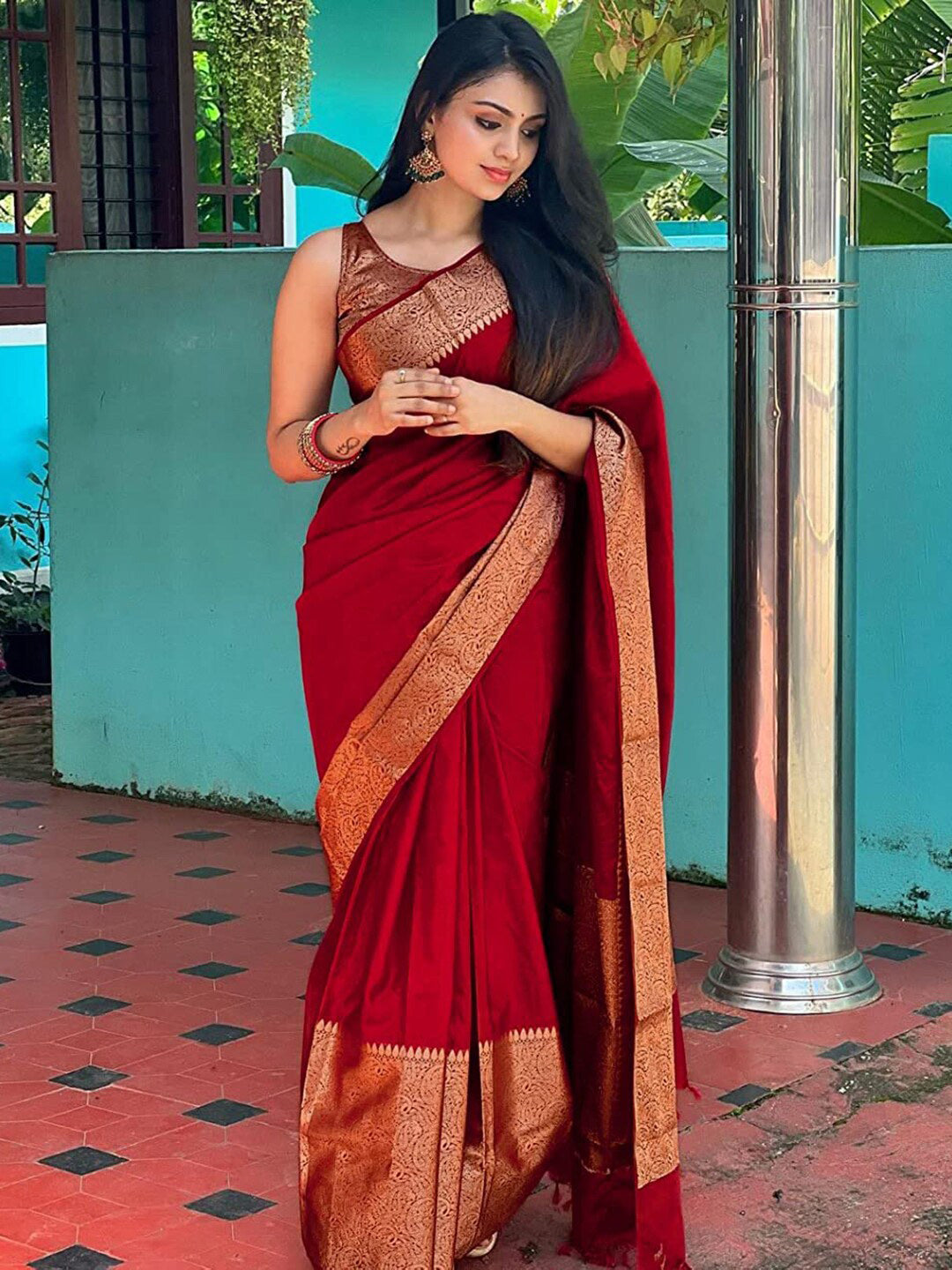 Kalini Ethnic Motif Woven Design Zari Banarasi Saree - Distacart