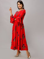 Thumbnail for Kalini Women Red Floral Embroidered Flared Sleeves Anarkali Kurta - Distacart