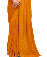 Thumbnail for Mustard Georgette Swaroski Work Saree With Unstitched Blouse Piece - Juhi - Distacart