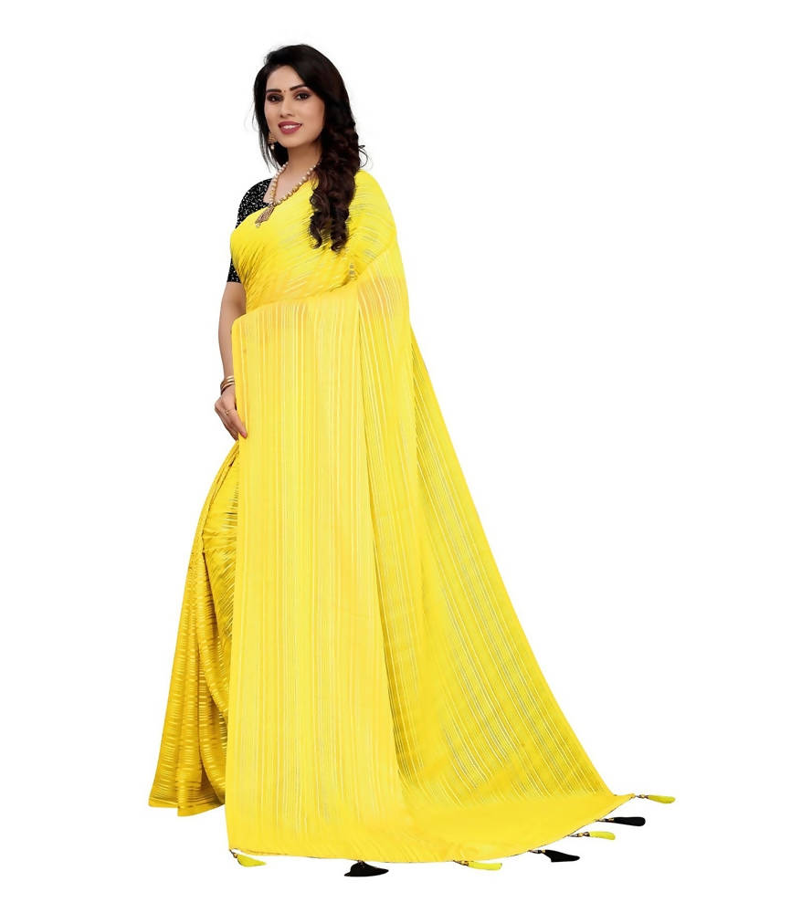 Vamika Yellow Georgette Seqence Saree (Riva Yellow)