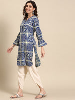 Thumbnail for Sangria Ethnic Motifs Printed Puff Sleeves Kurta with Dhoti Pants - Distacart