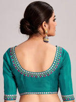 Thumbnail for Mitera Pink & Blue Woven Design Brasso Chanderi Saree - Distacart