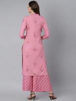 Thumbnail for Khushal K Women Pink Printed Kurta with Palazzos - Distacart