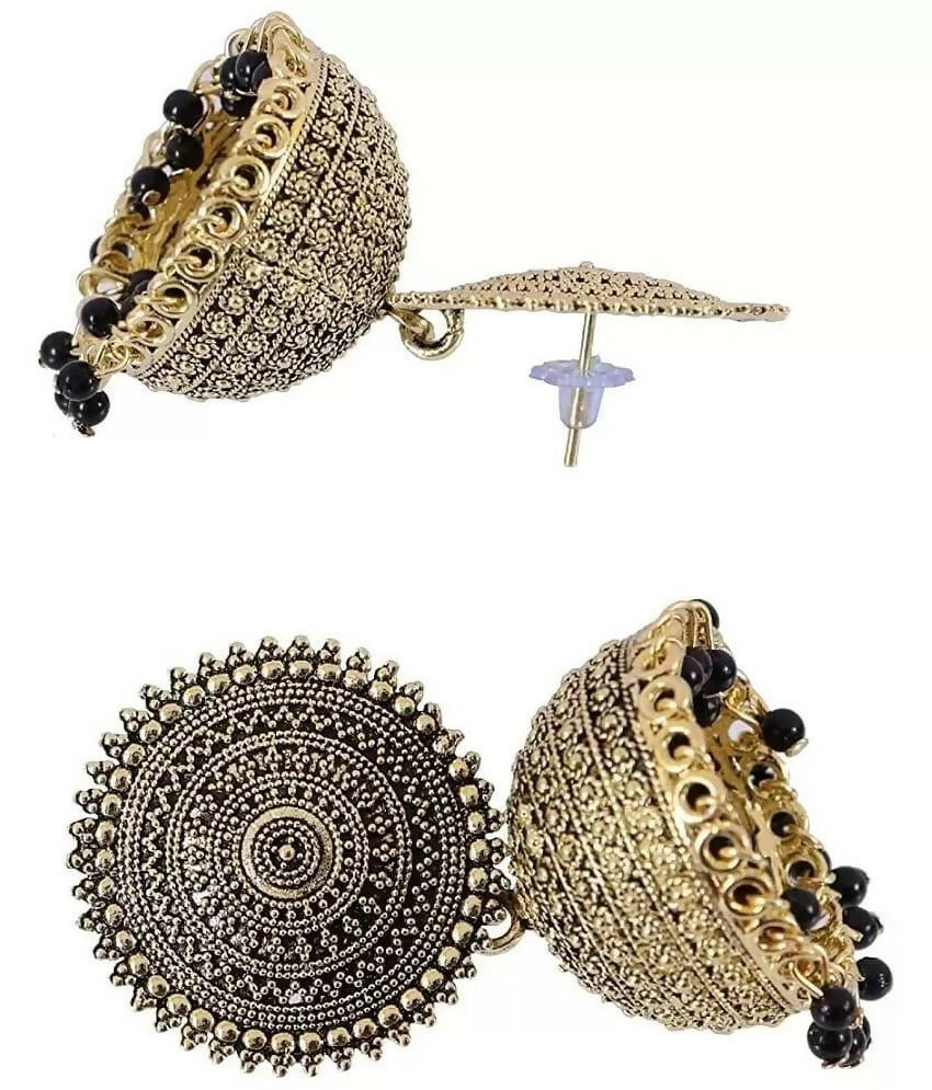 Mominos Fashion Joharkamal Gold-Plated Meenakari Jhumkas For Women & Girls (Black) - Distacart
