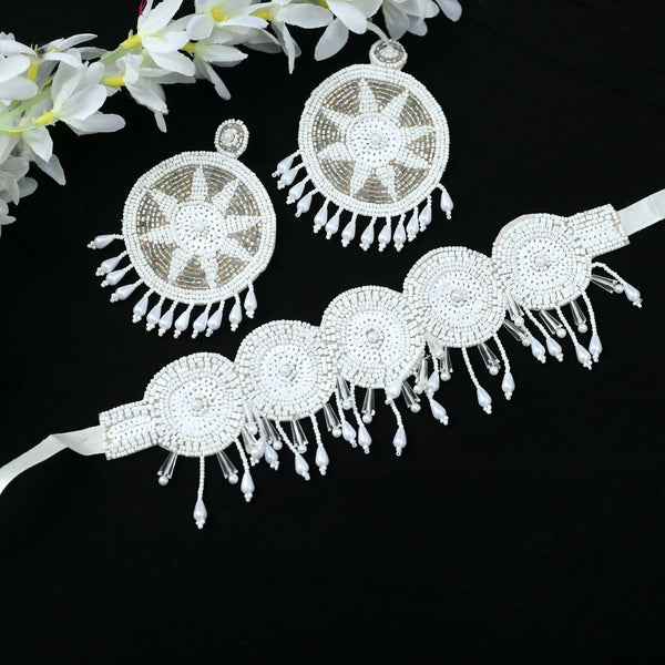 Mominos Fashion Johar Kamal Handicraft Off White/Golden Pearls Necklace with Earrings For Women - Distacart