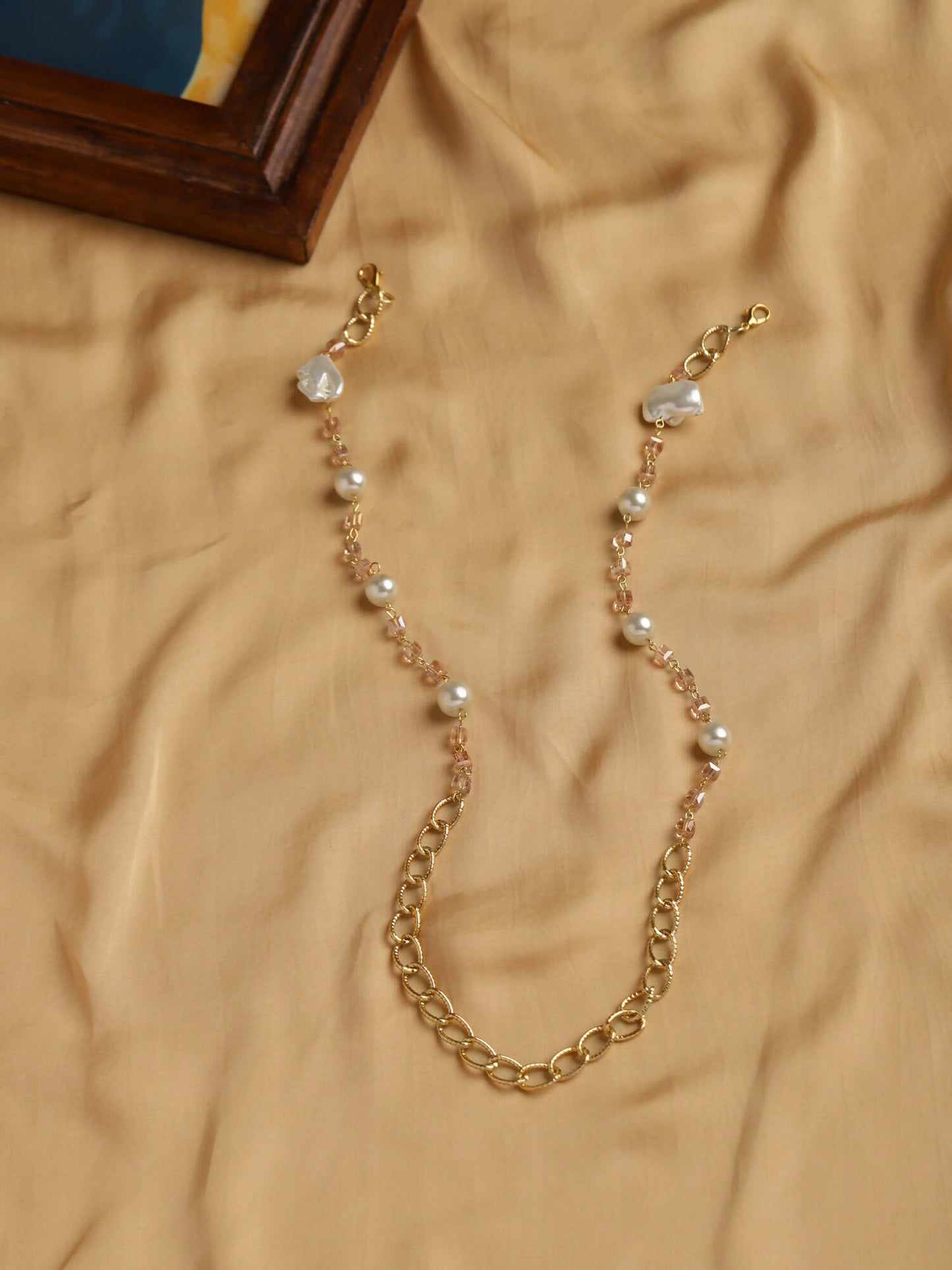 White Golden Embellished Mask Chain - Ruby Raang - Distacart