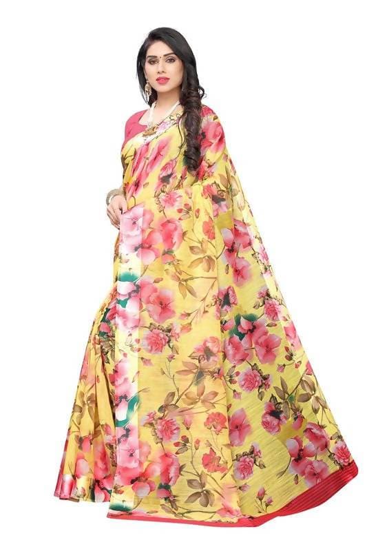 Vamika Yellow Linen Satin Border Saree (SONAKSHI 12 YELLOW )