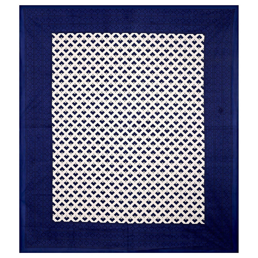 Vamika Printed Cotton White & Blue Bedsheet With Pillow Covers (LEOC_BRFI_B) - Distacart