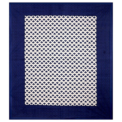 Vamika Printed Cotton White & Blue Bedsheet With Pillow Covers (LEOC_BRFI_B) - Distacart