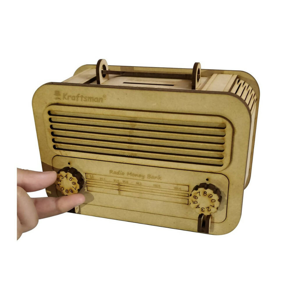 Kraftsman Wooden Money Safe For Kids And Adults | Make In India | Classic Radio Style - Distacart