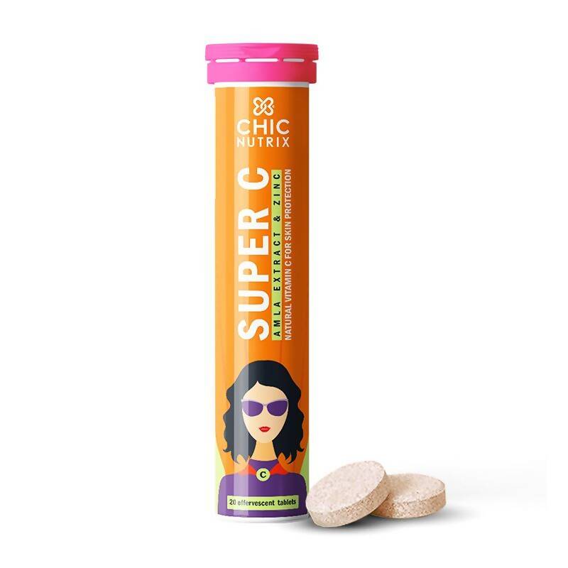 Chicnutrix Super C - Amla Extract & Zinc Effervescent Tablets - Orange Flavor - Distacart