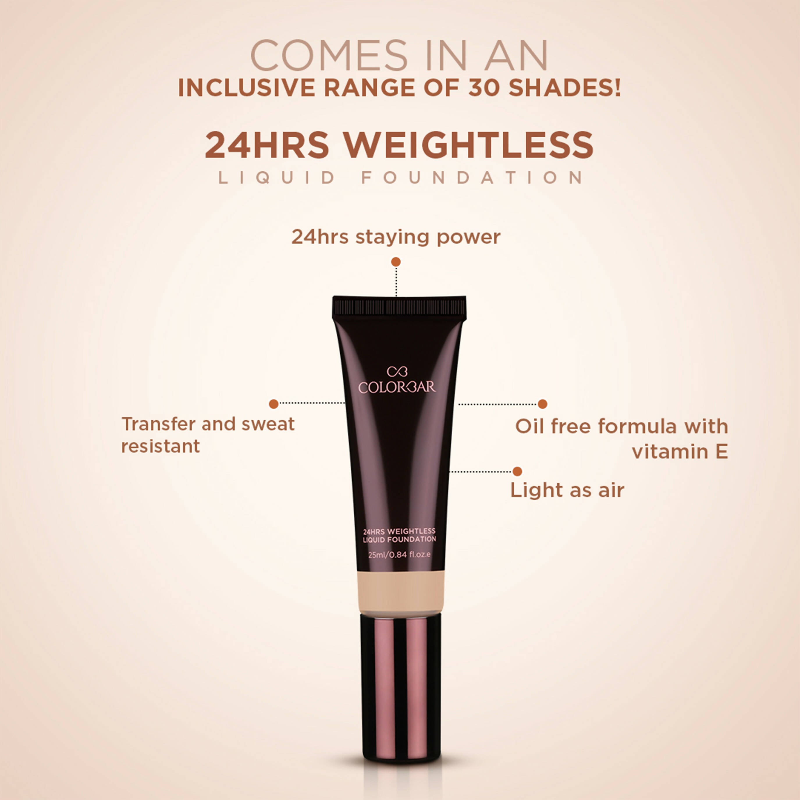 Colorbar 24Hrs Weightless Liquid Foundation Fc 4.1 - Distacart