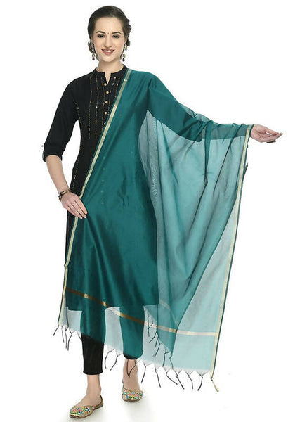 Mominos Fashion Moeza Banarsi Piping Rama Green Dupatta - Distacart