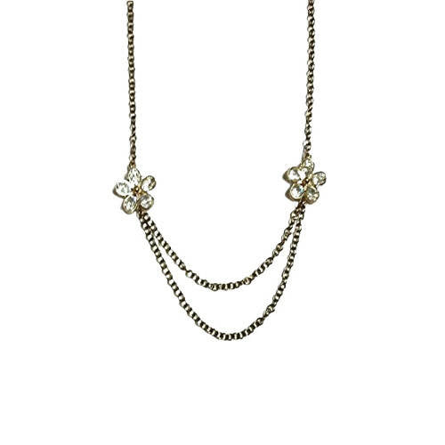 Tiaraa White Alloy Glittering Floral Two Strand Necklace For Women - Distacart