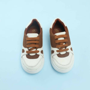 Tiny Bugs Boys Lace Up Casual Shoes - White & Brown - Distacart