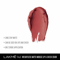 Thumbnail for Lakme 9 To 5 Weightless Matte Mouse Lip & Cheek Color - Nude Cushion - Distacart