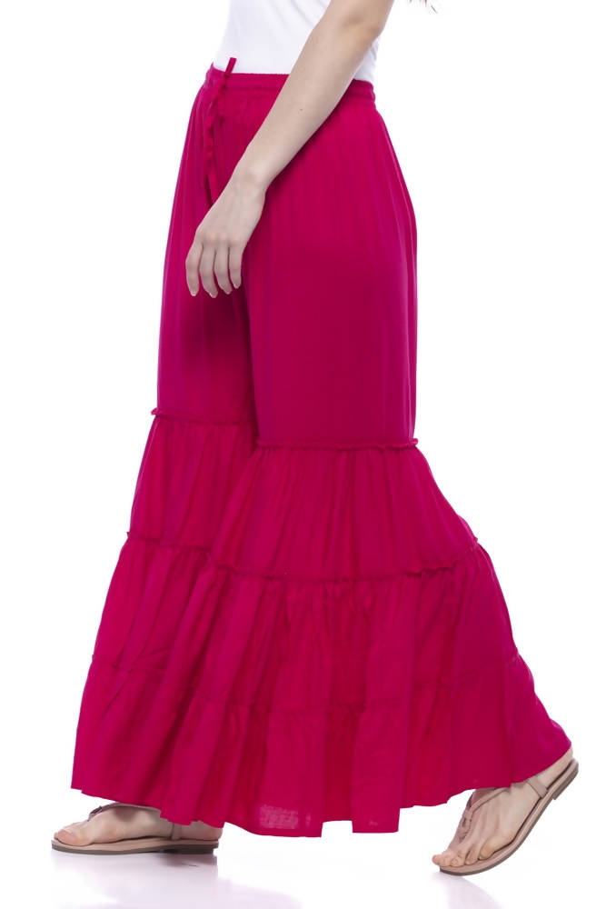 Mominos Fashion Reyon Cotton Magenta Palazzo - Distacart