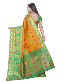 Thumbnail for Vamika Banarasi Cotton Silk Yellow Weaving Saree