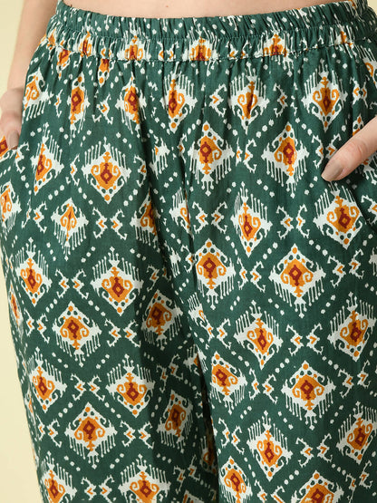Myshka Women's Green Straight Kurta & Trousers - Distacart