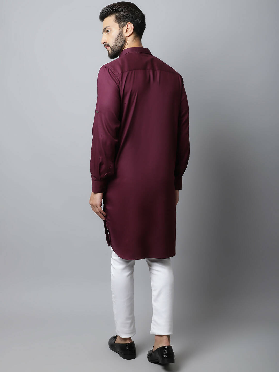 Even Apparels Maroon Color Pure Cotton Solid Men's Kurta With Shirt Collar (MMS755) - Distacart
