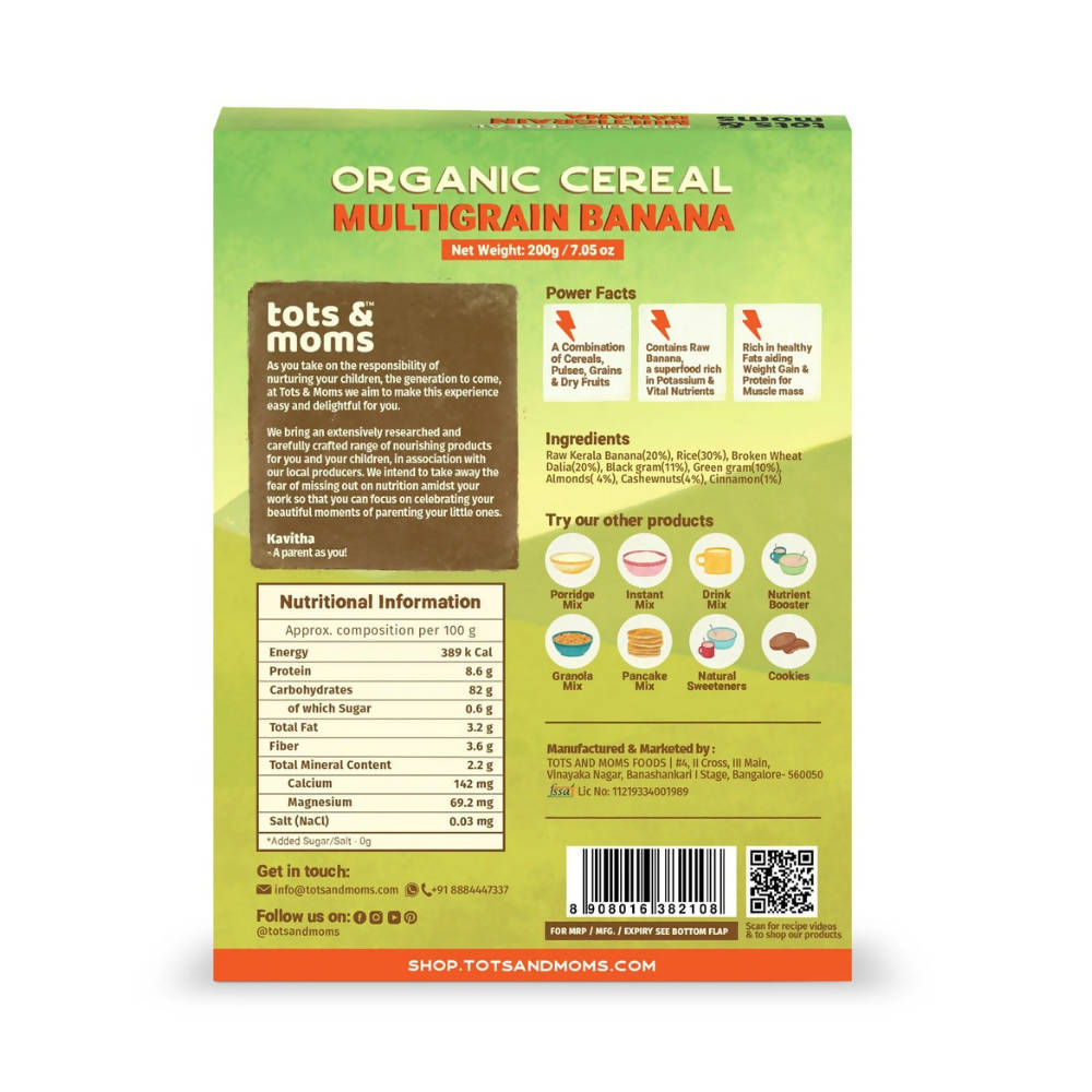 Tots and Moms Organic Multigrain Banana Cereal - Distacart