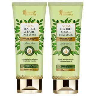 St.Botanica Neem, Tea Tree And Basil Anti Acne Clay Mask And Face Scrub Combo