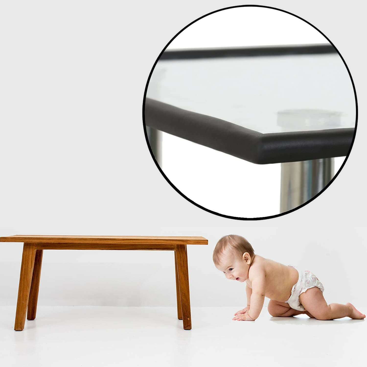 Safe-O-Kid Unique High Density L-Shaped 2 Mtr Long 2 Edge Guard Strips- Black - Distacart