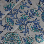 Thumbnail for Peony Floral Print Cushion Cover in Soothing Blue And Green Colour