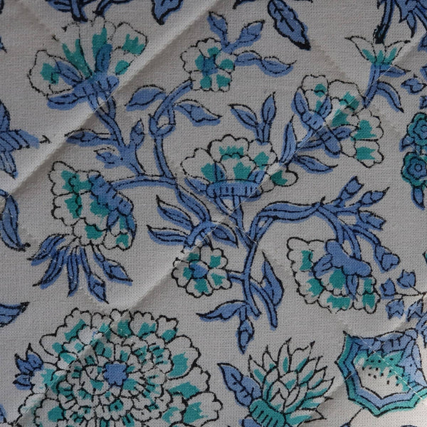 Peony Floral Print Cushion Cover in Soothing Blue And Green Colour