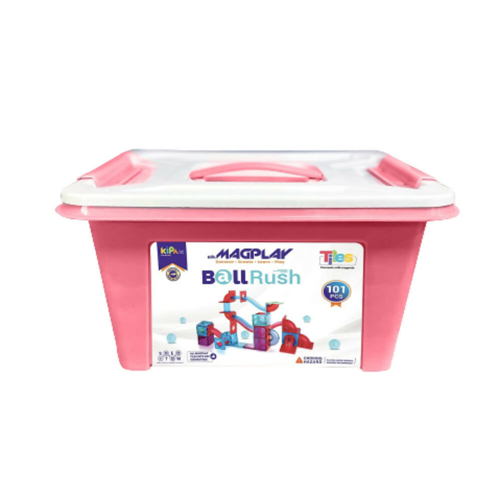 Kipa MagPlay BallRush Magnetic Tiles 101 Pieces with Storage Container Ball Run Set for Kids. 3D Stem Educational Toys. Magnetic Marble Run for Kids - Distacart
