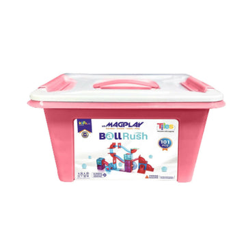 Kipa MagPlay BallRush Magnetic Tiles 101 Pieces with Storage Container Ball Run Set for Kids. 3D Stem Educational Toys. Magnetic Marble Run for Kids - Distacart