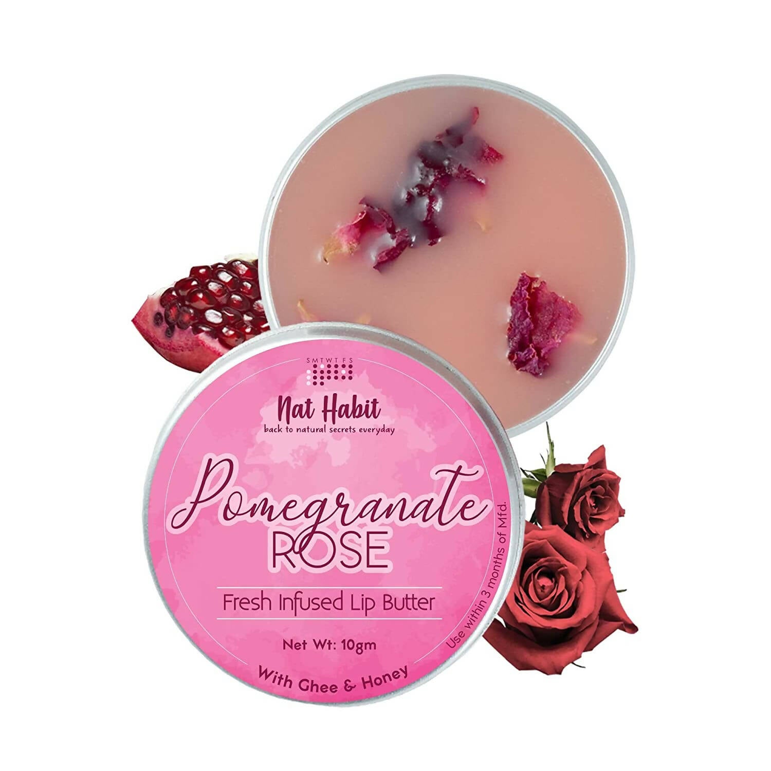 Nat Habit Pomegranate Rose Lip Butter With Ghee And Honey - Distacart