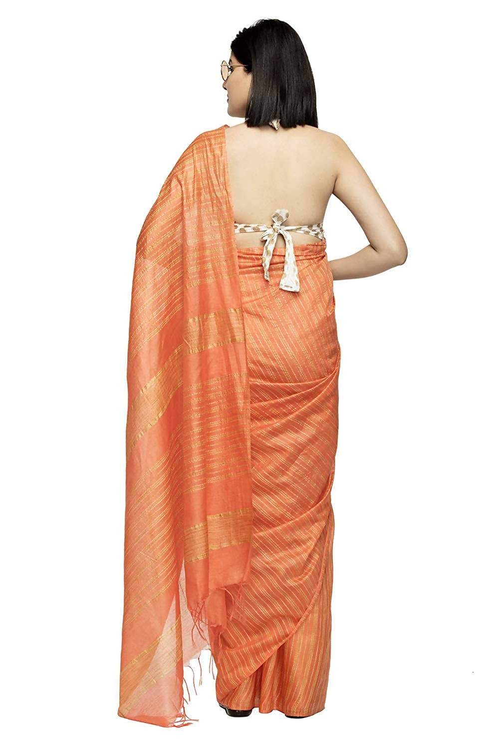 Mominos Fashion Orange Color Bhagalpuri Saree