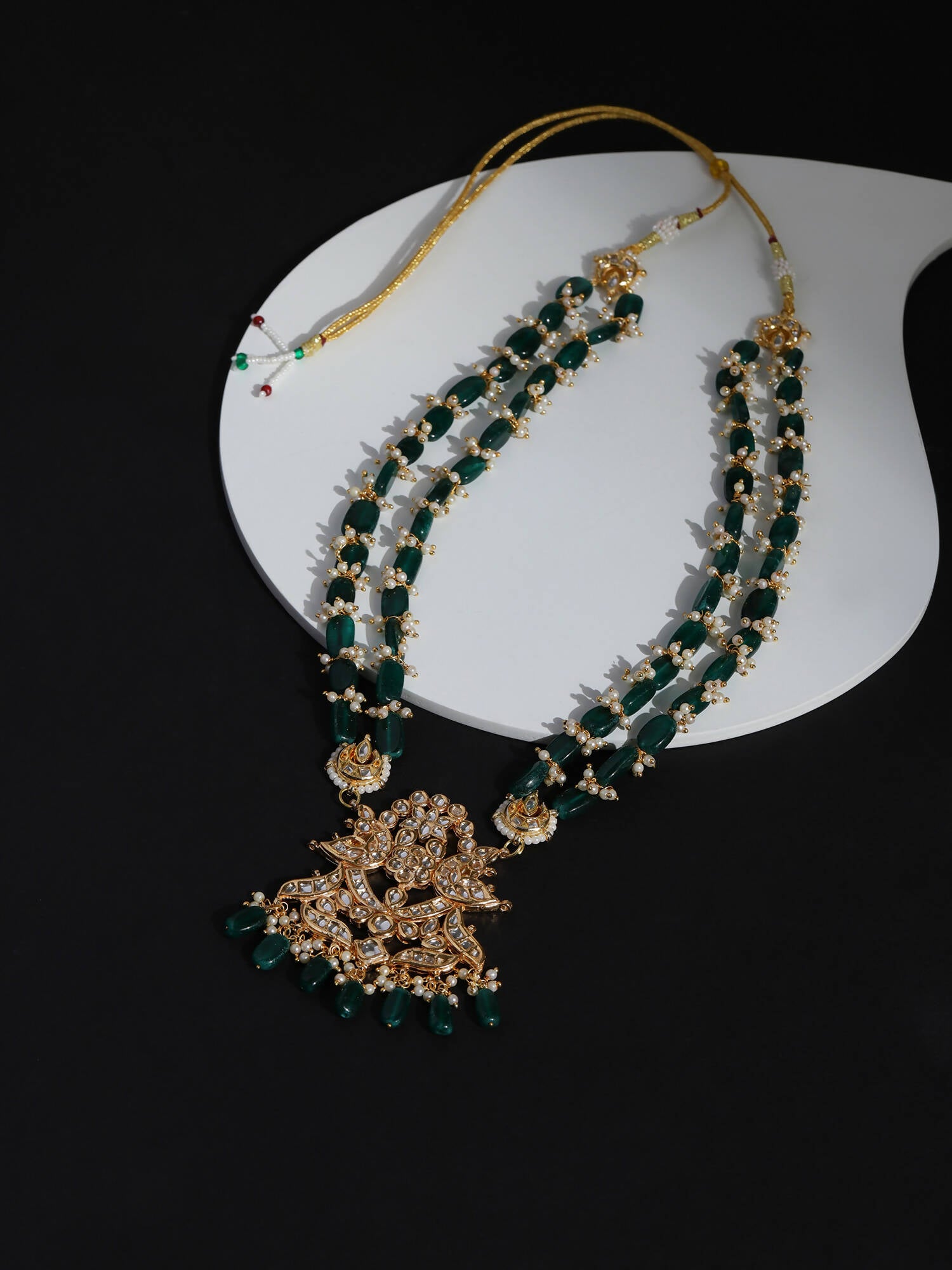 Gold-Toned Green Brass Gold-Plated Necklace - Ruby Raang - Distacart