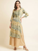 Thumbnail for Green Poly Rayon Stripe Printed Straight Fit Kurta - Prasuti - Distacart