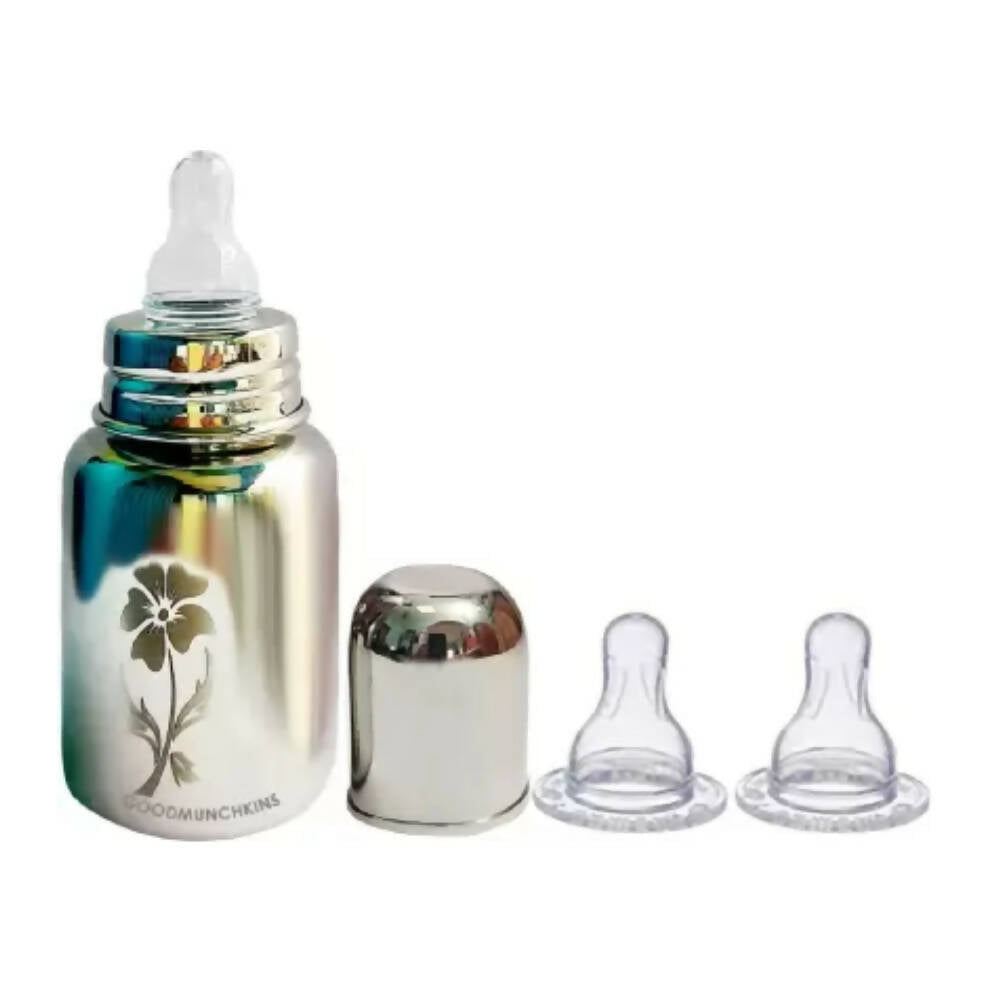 Goodmunchkins Stainless Steel Feeding Rustfree Bottle with 2 Anti Colic Silicone Nipple For Kids 150 ml - Distacart