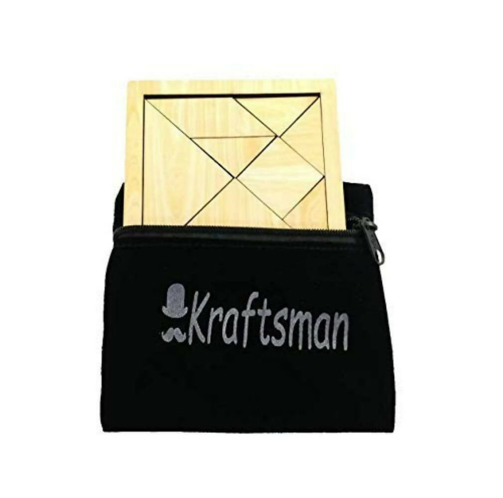 Kraftsman Portable Wooden Tangram Puzzle | 7 Pieces Puzzle Board for Kids and Adults | Travel Pouch Included - Distacart
