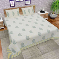 Thumbnail for Hand Block Printed Double/Queen 230x270 Cms Bedsheet with 2 Pillow Covers - Distacart