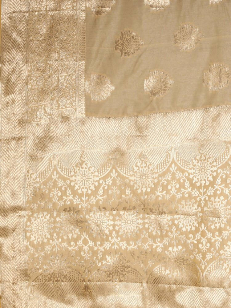 Kalamandir Floral Cream Silk Blend Saree