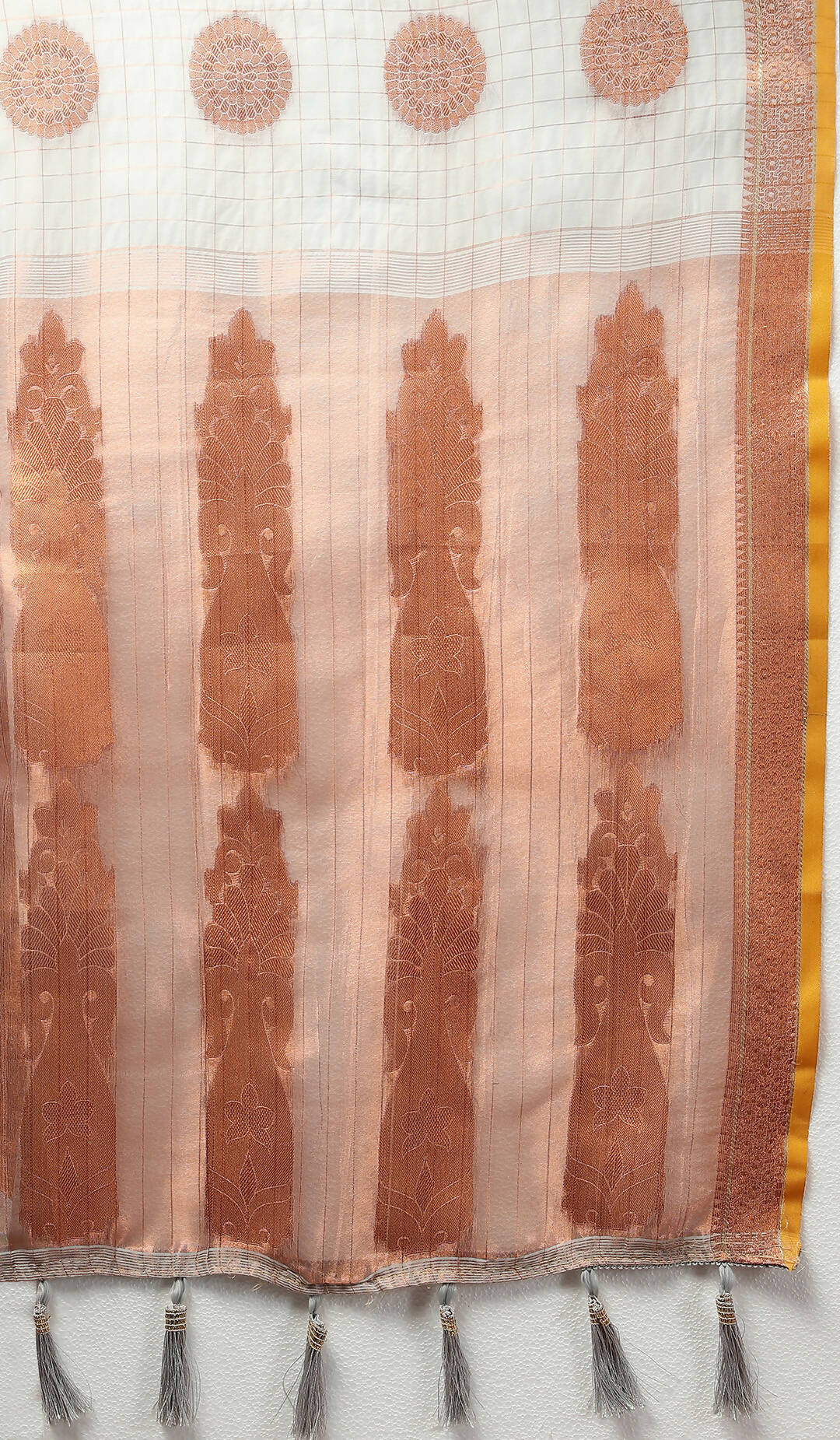 Lorenvalley Fashion Grey Cotton with Woven Design Zari Weaving Saree - Distacart