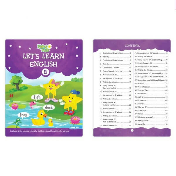 Rising Star Lets Learn English & Maths Activity Book Set B| Set of 2| Ages 3-7 Year| Number 1-100, Shapes, Alphabets - Distacart