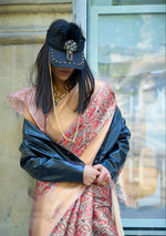 Thumbnail for Grey Satin Organza Floral Woven Design Saree With Unstitched Blouse Piece - Klay's - Distacart