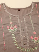 Thumbnail for Brown Embroidered Chinon Straight Kurta With Trouser & Dupatta - Salimar - Distacart