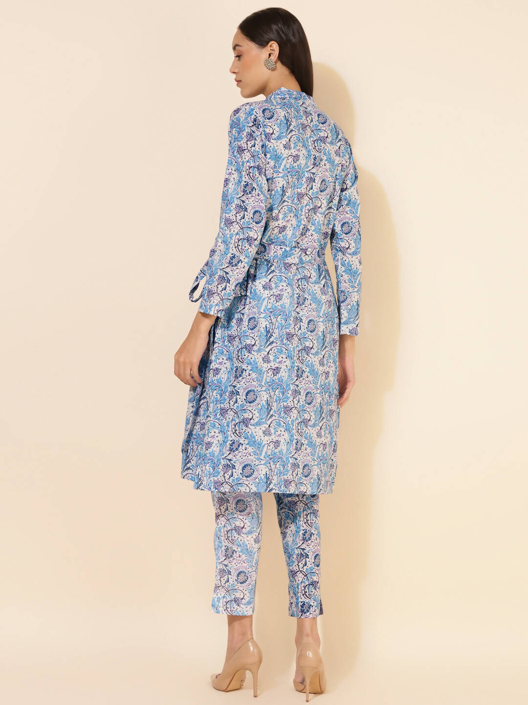 Janasya Women's White Cotton Floral Printed Casual Wrap Style Co-ords - Distacart