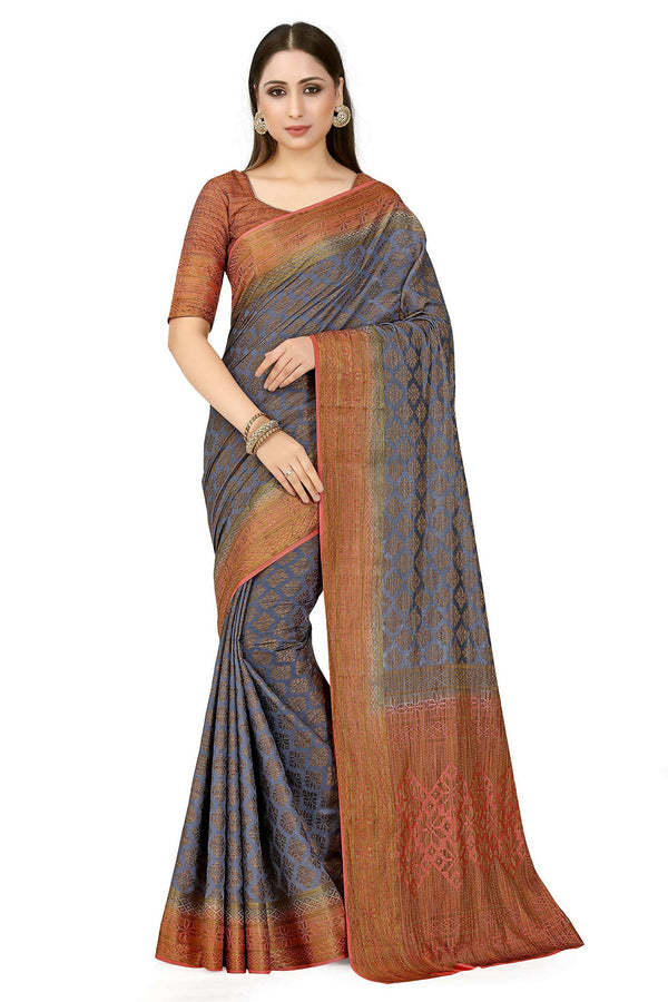 Mimosa Women's Patola Art Silk Grey Saree - Distacart