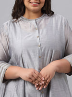 Thumbnail for Juniper Women`s Grey Chanderi Silk Solid Anarkali Kurta with Inner - Distacart