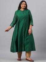 Thumbnail for Juniper Women`s Jadegreen Chanderi Silk Solid Anarkali Kurta with Inner - Distacart
