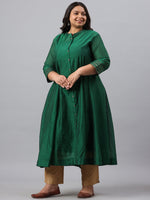 Thumbnail for Juniper Women`s Jadegreen Chanderi Silk Solid Anarkali Kurta with Inner - Distacart