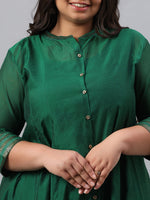 Thumbnail for Juniper Women`s Jadegreen Chanderi Silk Solid Anarkali Kurta with Inner - Distacart
