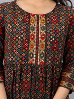 Thumbnail for Kalini Women Black & Green Geometric Embroidered Anarkali Kurta - Distacart